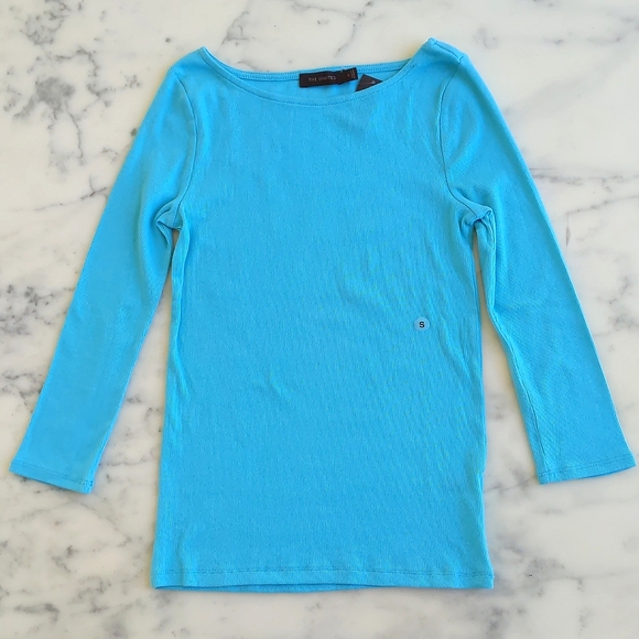 NWT. The Limited Cotton and Spandex Turquoise Blue 3/4 Sleeve Tee. - Picture 3 of 4